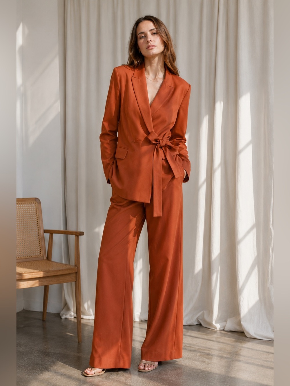 En Saison Atalas Blazer and Pants Set Terracotta Small $250